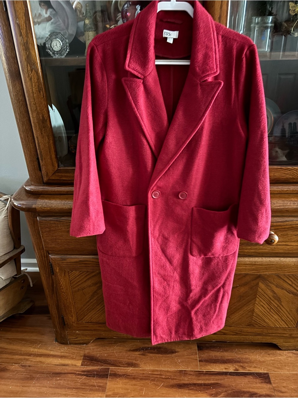 Nordstrom Red Double-Breasted Wool Pea Coat